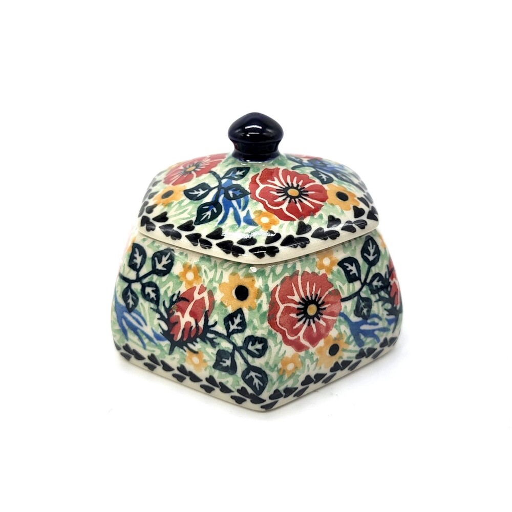 Polish Pottery Trinket Box Unikat Boleslawiec Signed T. Nakonieczna #2286